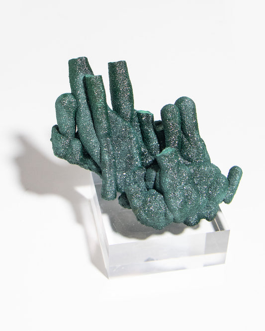 剛果孔雀石|稀有罕見收藏級礦標Sparkling Malachite Stalactite from DR Congo | Rare, Museum-Grade Collectible Specimen