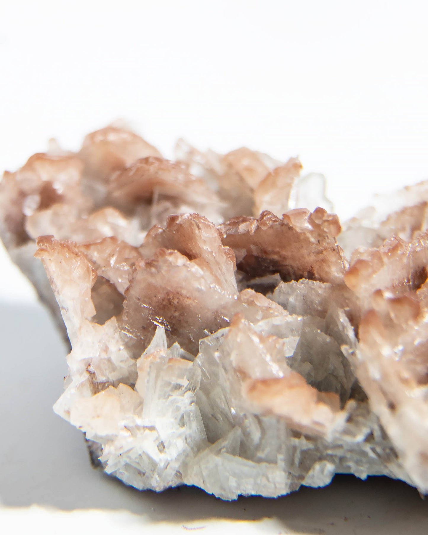 西班牙重晶石 Barite|San Jorge 礦區灰藍棕粉共生板狀晶體標本 Spanish Barite grey-blue blush-pink tabular crystals San Jorge Mines Spain