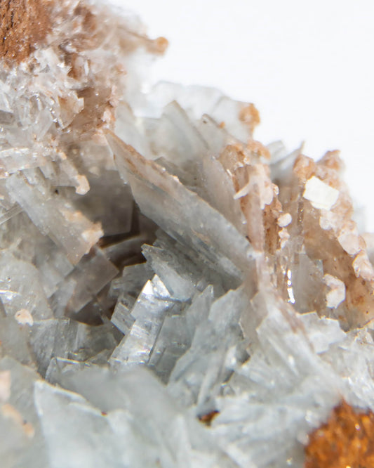 西班牙重晶石 Barite|San Jorge 礦區天藍粉棕共生板狀晶體標本 Spanish Barite sky-blue blush-pink tabular crystals San Jorge Mines Spain