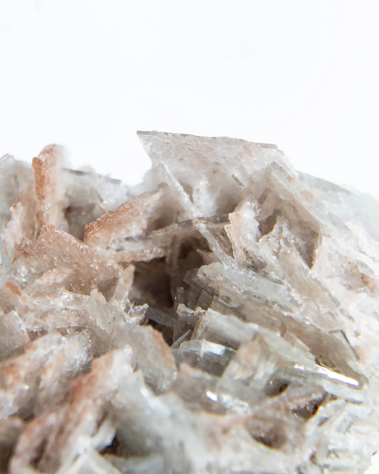 西班牙重晶石 Barite|San Jorge 礦區灰藍棕粉共生板狀晶體標本 Spanish Barite sky-blue blush-pink tabular crystals San Jorge Mines Spain