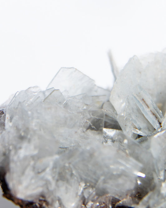 西班牙重晶石 Barite|San Jorge 礦區灰藍棕粉共生板狀晶體標本 Spanish Barite grey-blue tabular crystals San Jorge Mines Spain