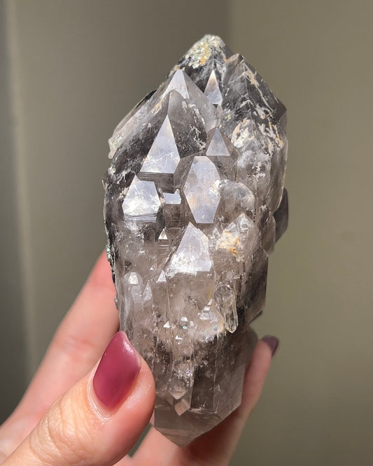 罕見的波士尼亞煙晶 smoky quartz from rare locality Bosnia Herzegovina shows elegant gradient of color and wild structure