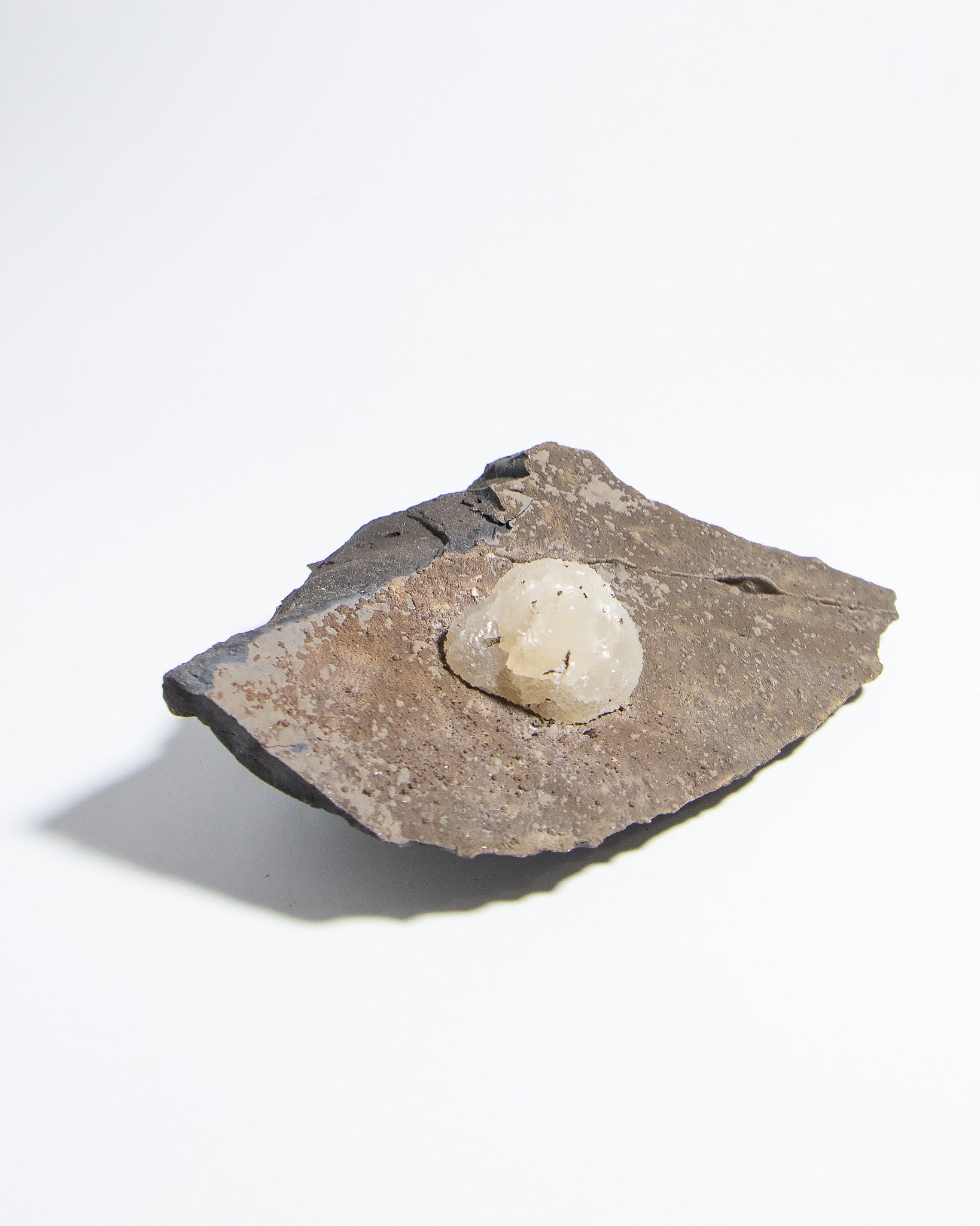 稀有的義大利球狀方解石，常長在玄武岩上 Rare Italian botryoidal calcite typically occurs on basalt.