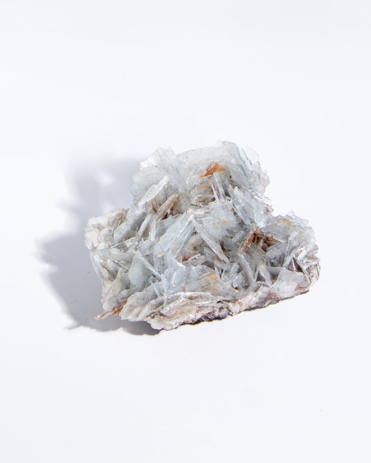 西班牙重晶石 Barite｜San Jorge 礦區灰藍棕粉共生板狀晶體標本 Spanish Barite sky-blue blush-pink tabular crystals San Jorge Mines Spain
