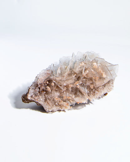 西班牙重晶石 Barite｜San Jorge 礦區天藍棕粉共生板狀晶體標本 Spanish Barite sky-blue blush-pink tabular crystals San Jorge Mines Spain