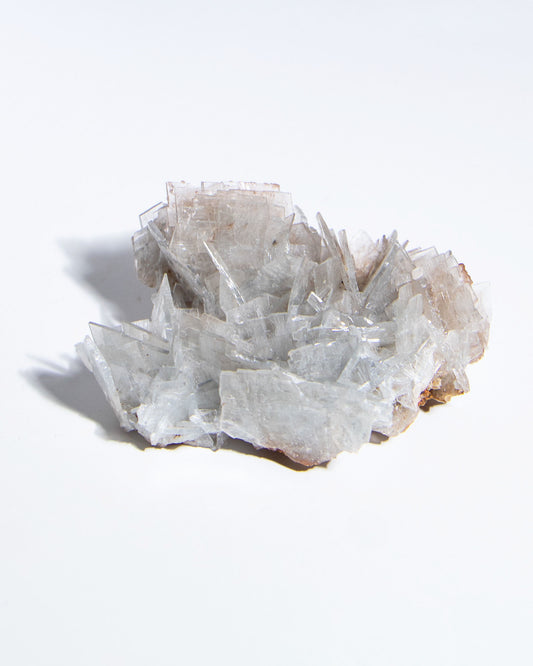 西班牙重晶石 Barite｜San Jorge 礦區灰藍棕粉共生板狀晶體標本 Spanish Barite sky-blue blush-pink tabular crystals San Jorge Mines Spain