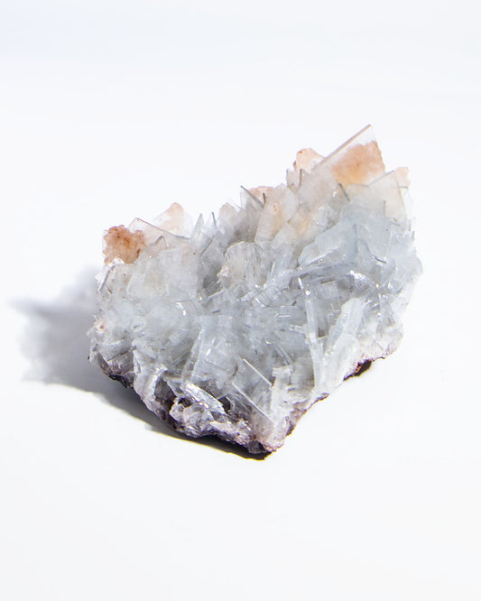 西班牙重晶石 Barite｜San Jorge 礦區灰藍棕粉共生板狀晶體標本 Spanish Barite sky-blue blush-pink tabular crystals San Jorge Mines Spain