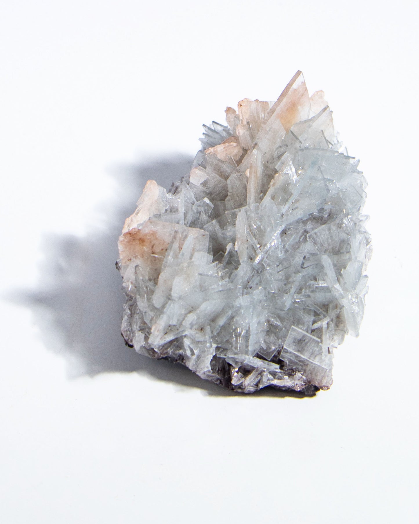 西班牙重晶石 Barite｜San Jorge 礦區灰藍棕粉共生板狀晶體標本 Spanish Barite grey-blue blush-pink tabular crystals San Jorge Mines Spain