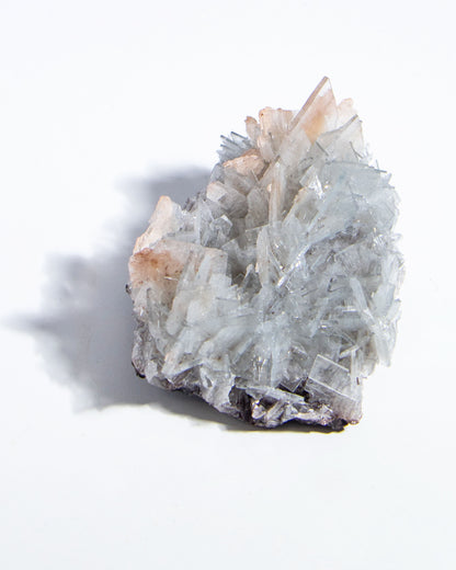 西班牙重晶石 Barite｜San Jorge 礦區灰藍棕粉共生板狀晶體標本 Spanish Barite grey-blue blush-pink tabular crystals San Jorge Mines Spain