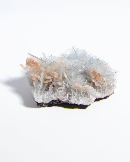西班牙重晶石 Barite｜San Jorge 礦區灰藍棕粉共生板狀晶體標本 Spanish Barite sky-blue blush-pink tabular crystals San Jorge Mines Spain