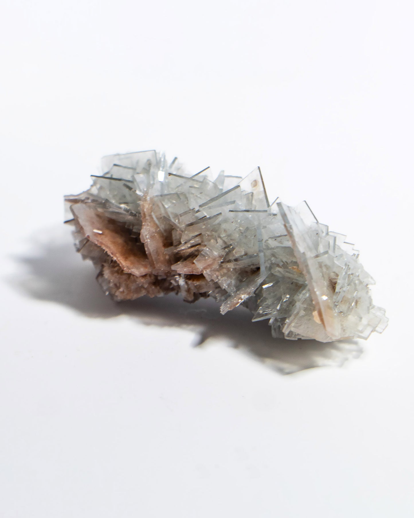 西班牙重晶石 Barite｜San Jorge 礦區灰藍棕粉共生板狀晶體標本 Spanish Barite grey-blue blush-pink tabular crystals San Jorge Mines Spain