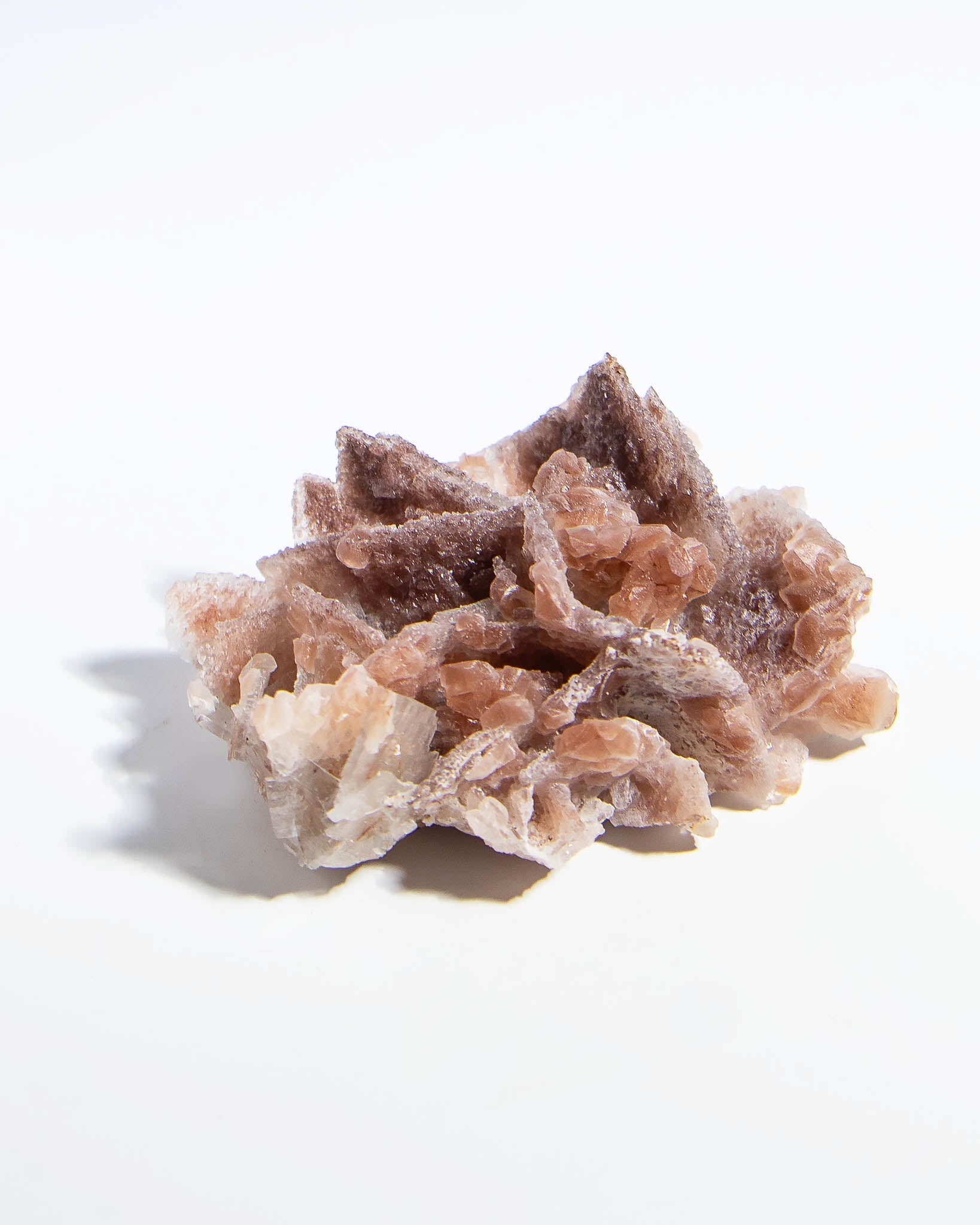 西班牙重晶石 Barite｜San Jorge 礦區灰藍棕粉共生板狀晶體標本 Spanish Barite sky-blue blush-pink tabular crystals San Jorge Mines Spain