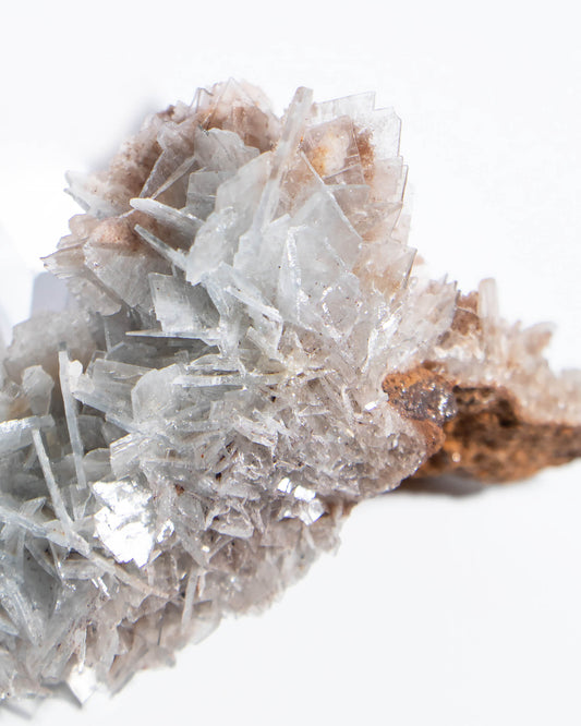 西班牙重晶石 Barite｜San Jorge 礦區灰藍棕粉共生板狀晶體標本 Spanish Barite grey-blue blush-pink tabular crystals San Jorge Mines Spain