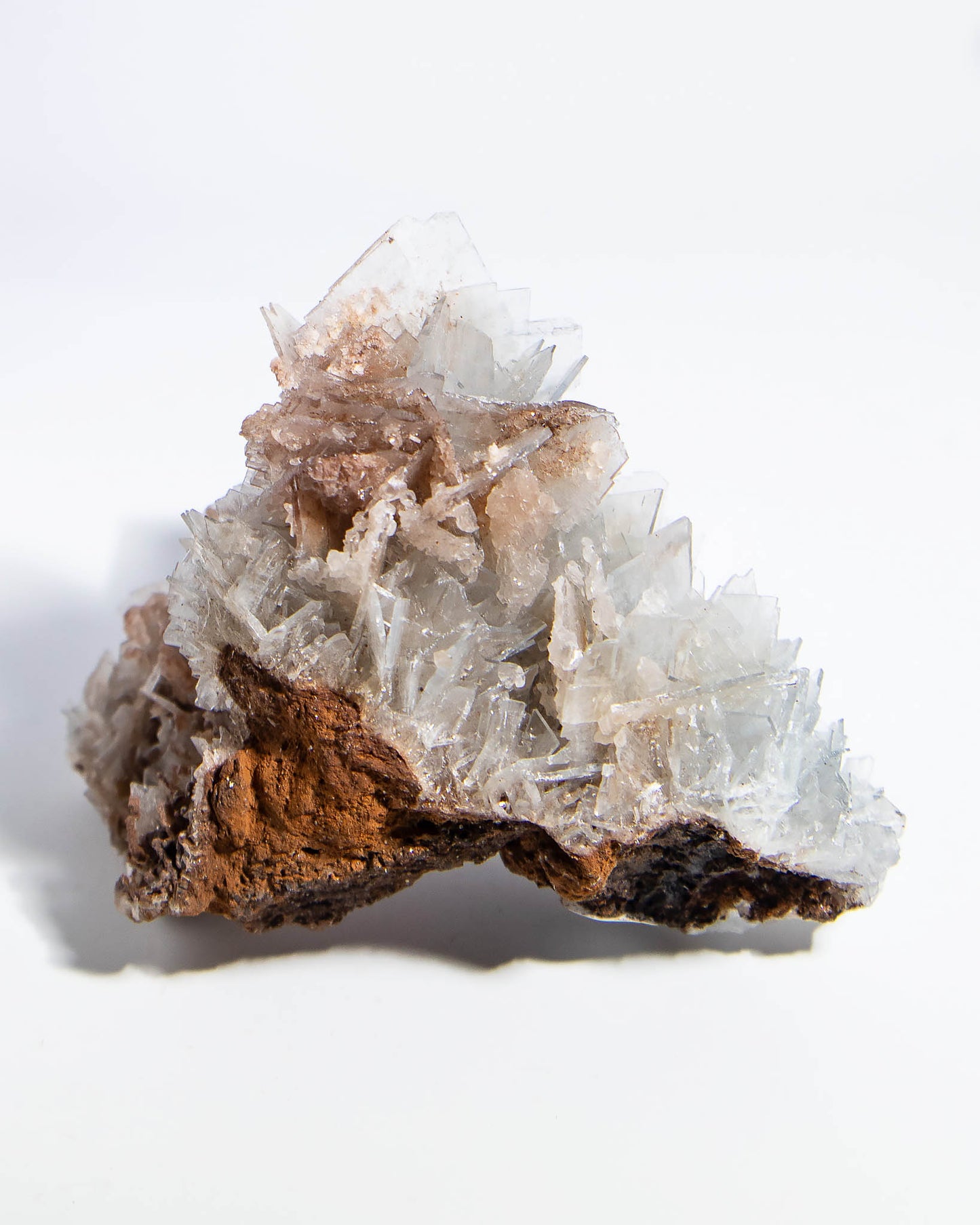 西班牙重晶石 Barite｜San Jorge 礦區灰藍棕粉共生板狀晶體標本 Spanish Barite grey-blue blush-pink tabular crystals San Jorge Mines Spain