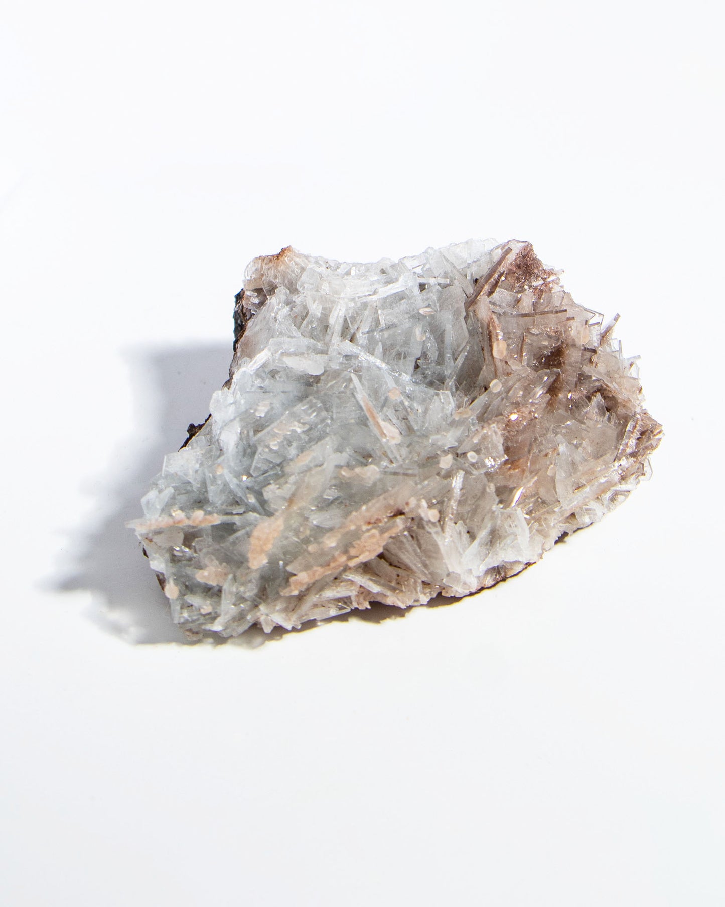 西班牙重晶石 Barite｜San Jorge 礦區灰藍棕粉共生板狀晶體標本 Spanish Barite sky-blue blush-pink tabular crystals San Jorge Mines Spain