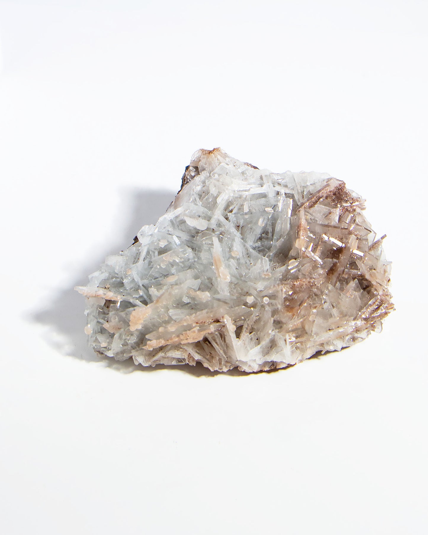 西班牙重晶石 Barite｜San Jorge 礦區天藍棕粉共生板狀晶體標本 Spanish Barite sky-blue blush-pink tabular crystals San Jorge Mines Spain