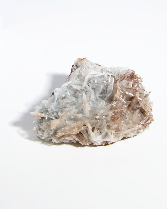西班牙重晶石 Barite｜San Jorge 礦區天藍棕粉共生板狀晶體標本 Spanish Barite sky-blue blush-pink tabular crystals San Jorge Mines Spain