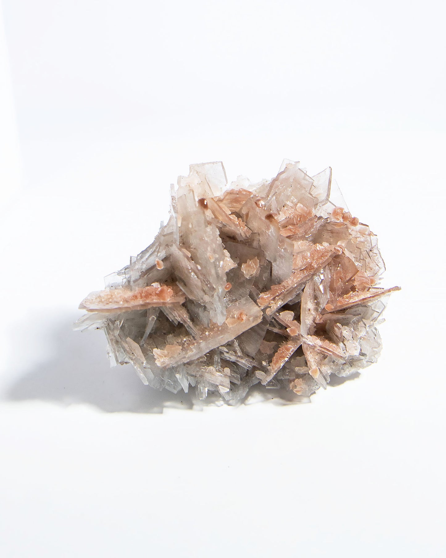 西班牙重晶石 Barite｜San Jorge 礦區天藍棕粉共生板狀晶體標本 Spanish Barite sky-blue blush-pink tabular crystals San Jorge Mines Spain