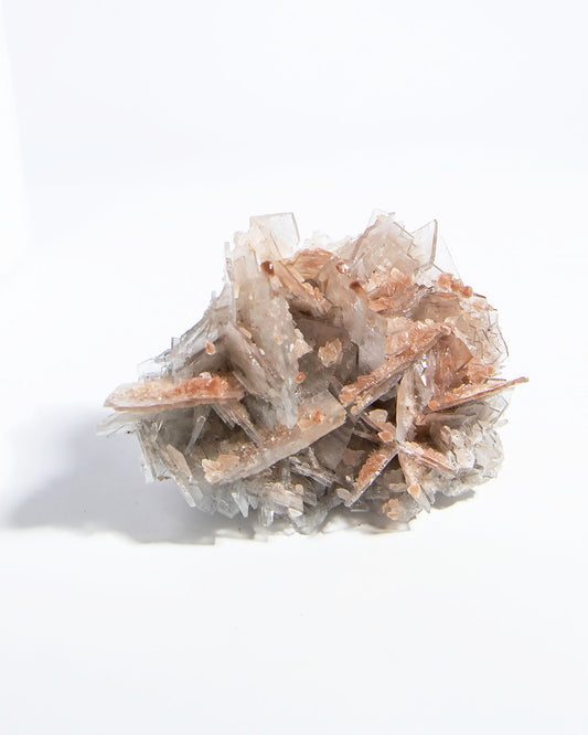 西班牙重晶石 Barite｜San Jorge 礦區天藍棕粉共生板狀晶體標本 Spanish Barite sky-blue blush-pink tabular crystals San Jorge Mines Spain