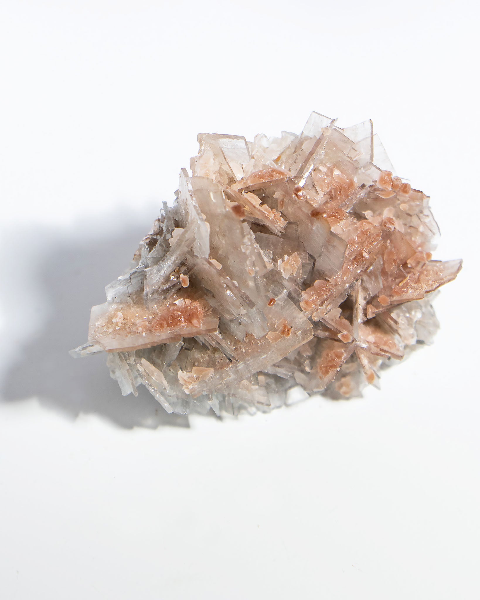 西班牙重晶石 Barite｜San Jorge 礦區灰藍棕粉共生板狀晶體標本 Spanish Barite grey-blue blush-pink tabular crystals San Jorge Mines Spain
