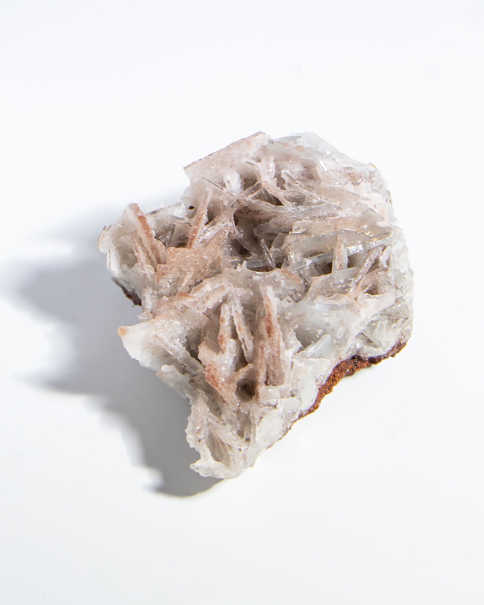西班牙重晶石 Barite｜San Jorge 礦區灰藍棕粉共生板狀晶體標本 Spanish Barite sky-blue blush-pink tabular crystals San Jorge Mines Spain