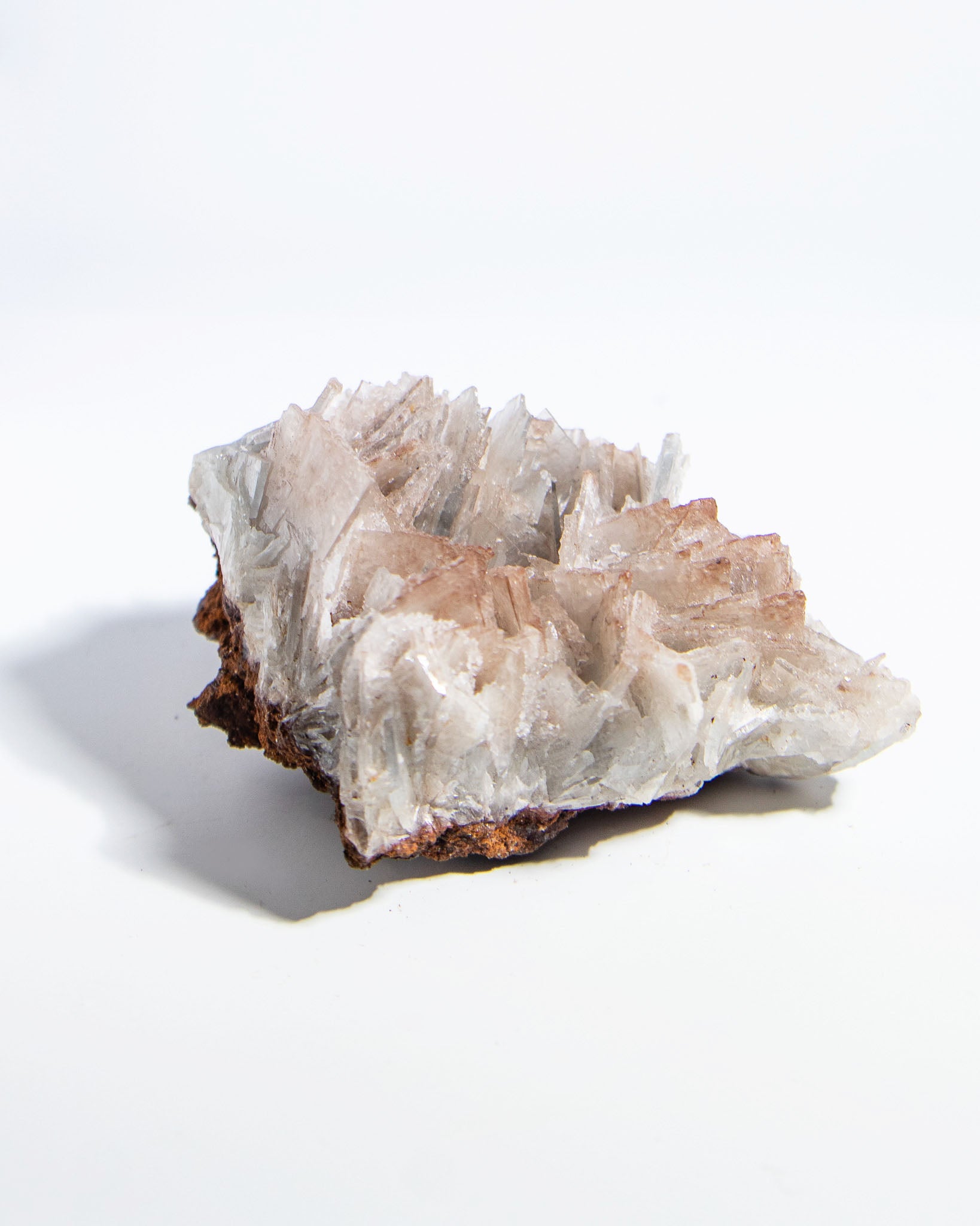 西班牙重晶石 Barite｜San Jorge 礦區灰藍棕粉共生板狀晶體標本 Spanish Barite grey-blue blush-pink tabular crystals San Jorge Mines Spain
