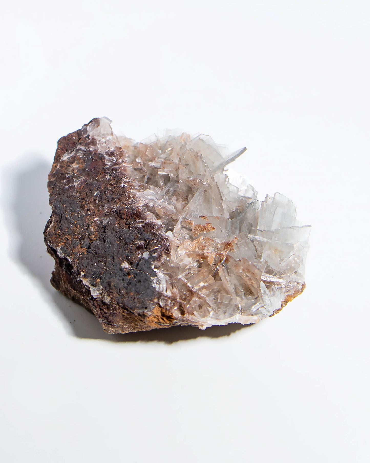 西班牙重晶石 Barite｜San Jorge 礦區灰藍棕粉共生板狀晶體標本 Spanish Barite grey-blue blush-pink tabular crystals San Jorge Mines Spain
