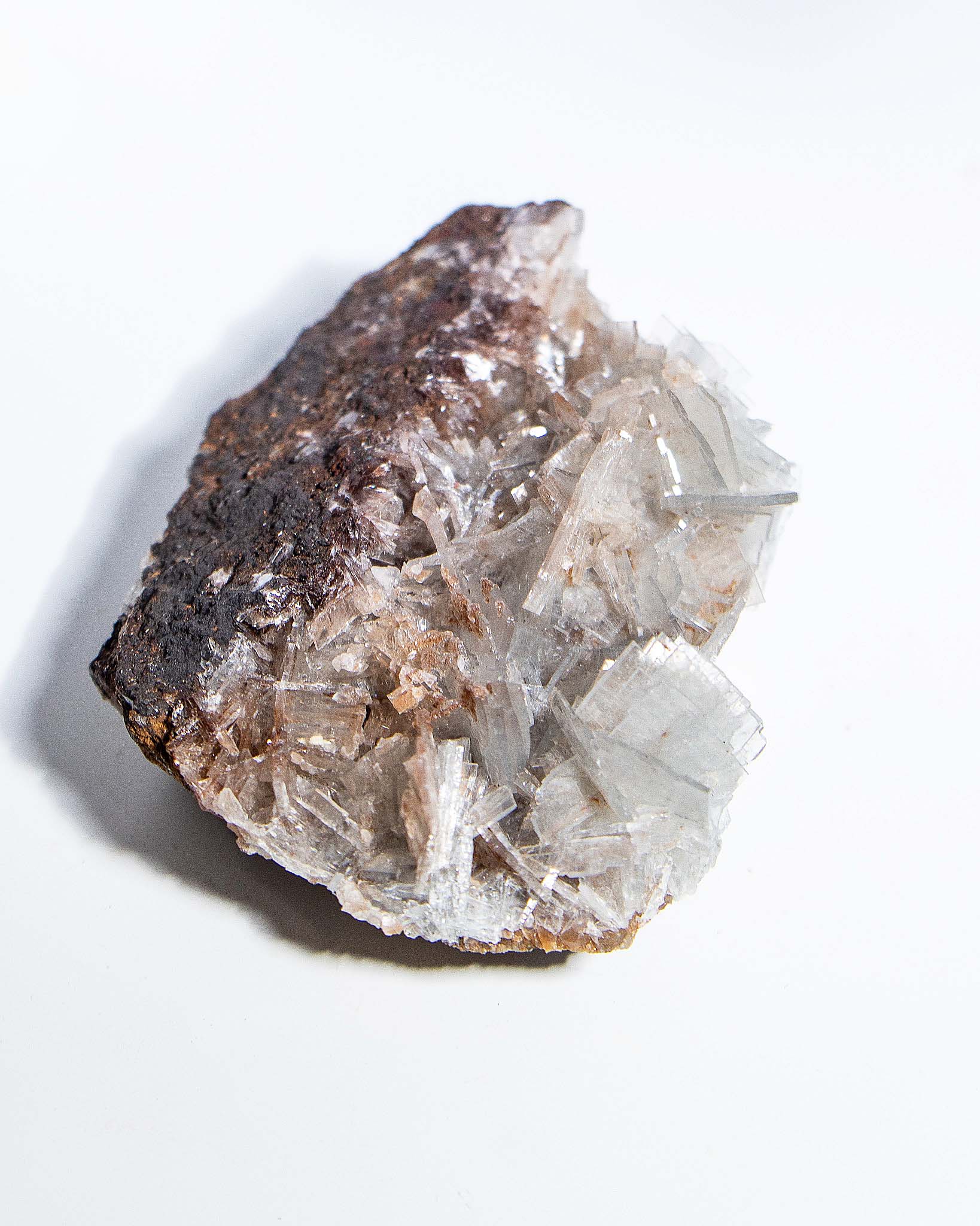 西班牙重晶石 Barite｜San Jorge 礦區天藍棕粉共生板狀晶體標本 Spanish Barite sky-blue blush-pink tabular crystals San Jorge Mines Spain