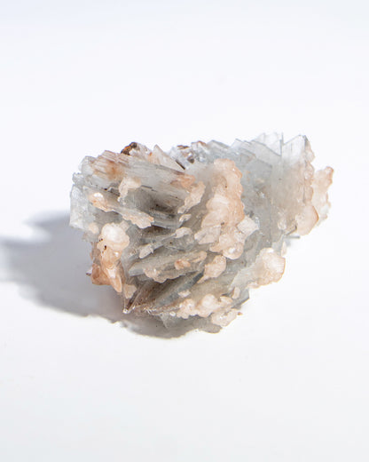 西班牙重晶石 Barite｜San Jorge 礦區天藍棕粉共生板狀晶體標本 Spanish Barite sky-blue blush-pink tabular crystals San Jorge Mines Spain