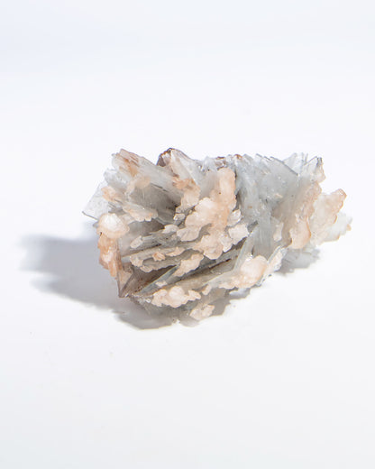 西班牙重晶石 Barite｜San Jorge 礦區灰藍棕粉共生板狀晶體標本 Spanish Barite sky-blue blush-pink tabular crystals San Jorge Mines Spain