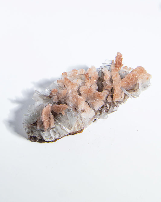 西班牙重晶石 Barite｜San Jorge 礦區天藍棕粉共生板狀晶體標本 Spanish Barite sky-blue blush-pink tabular crystals San Jorge Mines Spain