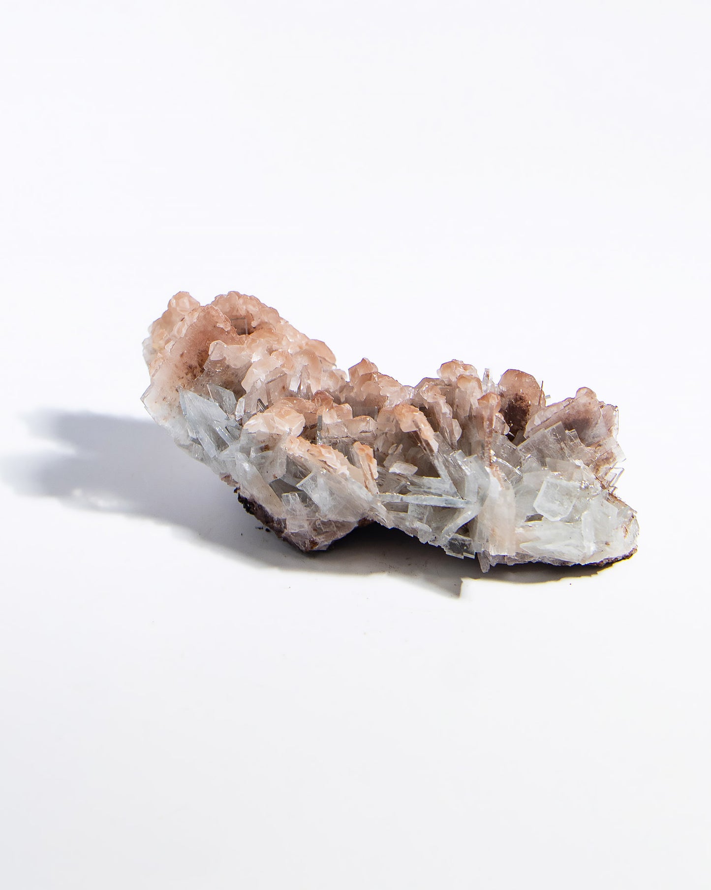 西班牙重晶石 Barite｜San Jorge 礦區灰藍棕粉共生板狀晶體標本 Spanish Barite grey-blue blush-pink tabular crystals San Jorge Mines Spain