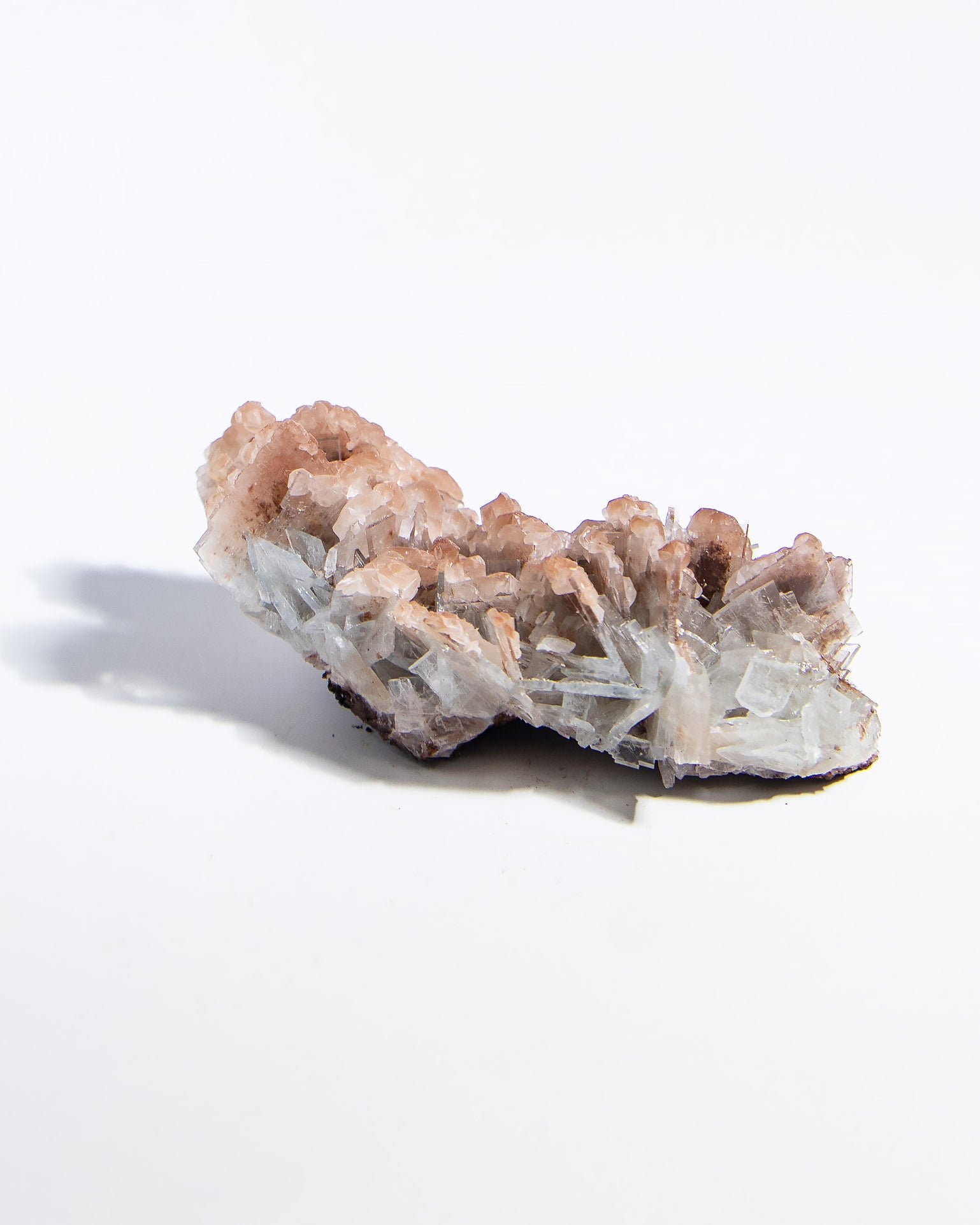 西班牙重晶石 Barite｜San Jorge 礦區灰藍棕粉共生板狀晶體標本 Spanish Barite grey-blue blush-pink tabular crystals San Jorge Mines Spain