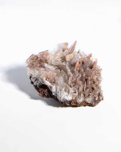西班牙重晶石 Barite｜San Jorge 礦區灰藍棕粉共生板狀晶體標本 Spanish Barite grey-blue blush-pink tabular crystals San Jorge Mines Spain