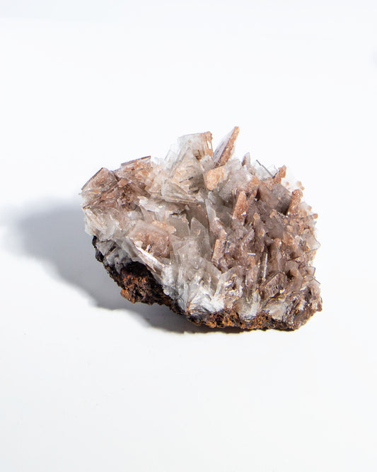 西班牙重晶石 Barite｜San Jorge 礦區灰藍棕粉共生板狀晶體標本 Spanish Barite grey-blue blush-pink tabular crystals San Jorge Mines Spain
