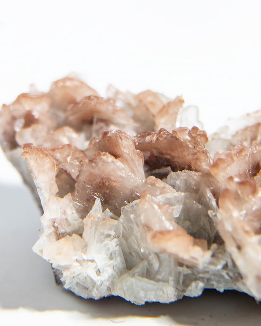 西班牙重晶石 Barite｜San Jorge 礦區灰藍棕粉共生板狀晶體標本 Spanish Barite grey-blue blush-pink tabular crystals San Jorge Mines Spain