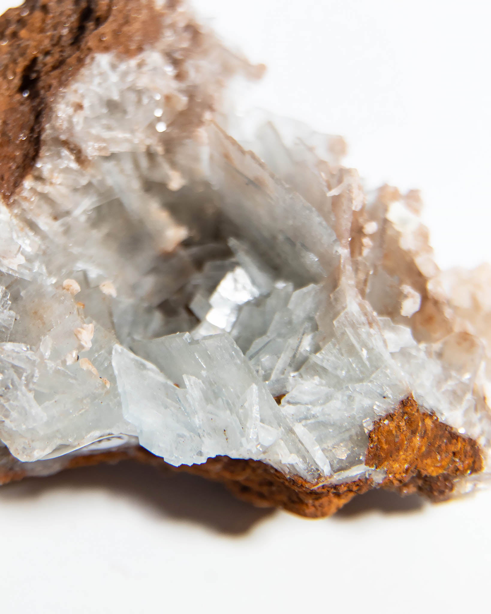 西班牙重晶石 Barite｜San Jorge 礦區灰藍棕粉共生板狀晶體標本 Spanish Barite sky-blue blush-pink tabular crystals San Jorge Mines Spain