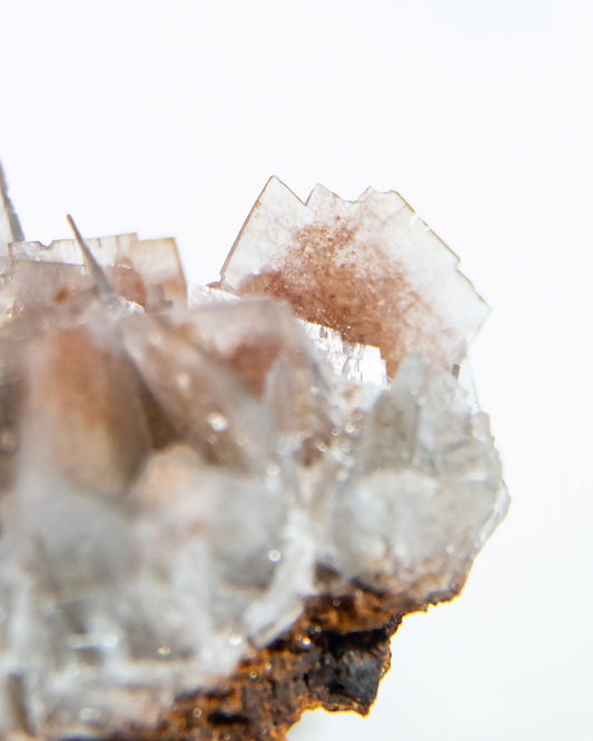 西班牙重晶石 Barite｜San Jorge 礦區灰藍棕粉共生板狀晶體標本 Spanish Barite grey-blue blush-pink tabular crystals San Jorge Mines Spain