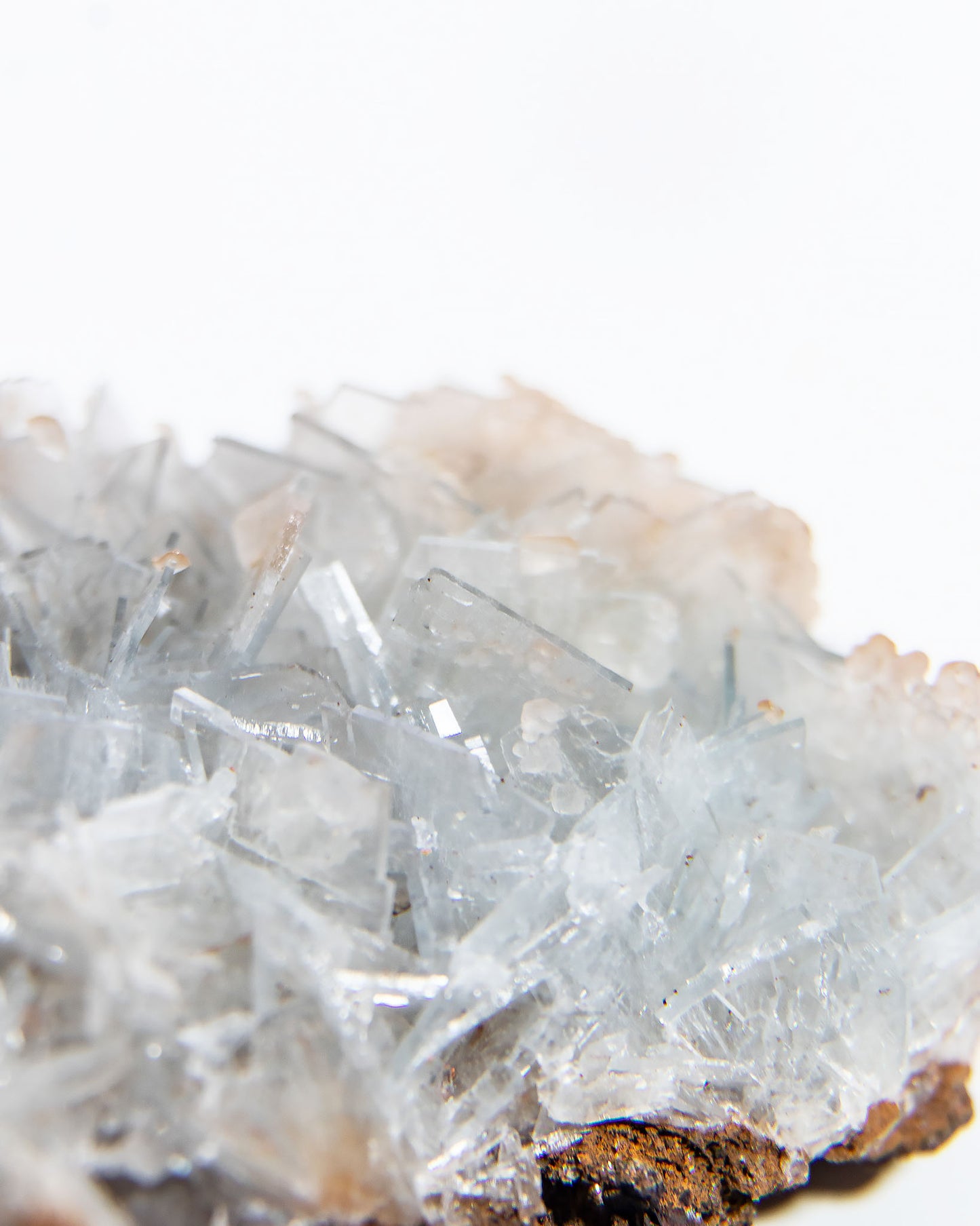 西班牙重晶石 Barite｜San Jorge 礦區灰藍棕粉共生板狀晶體標本 Spanish Barite grey-blue blush-pink tabular crystals San Jorge Mines Spain