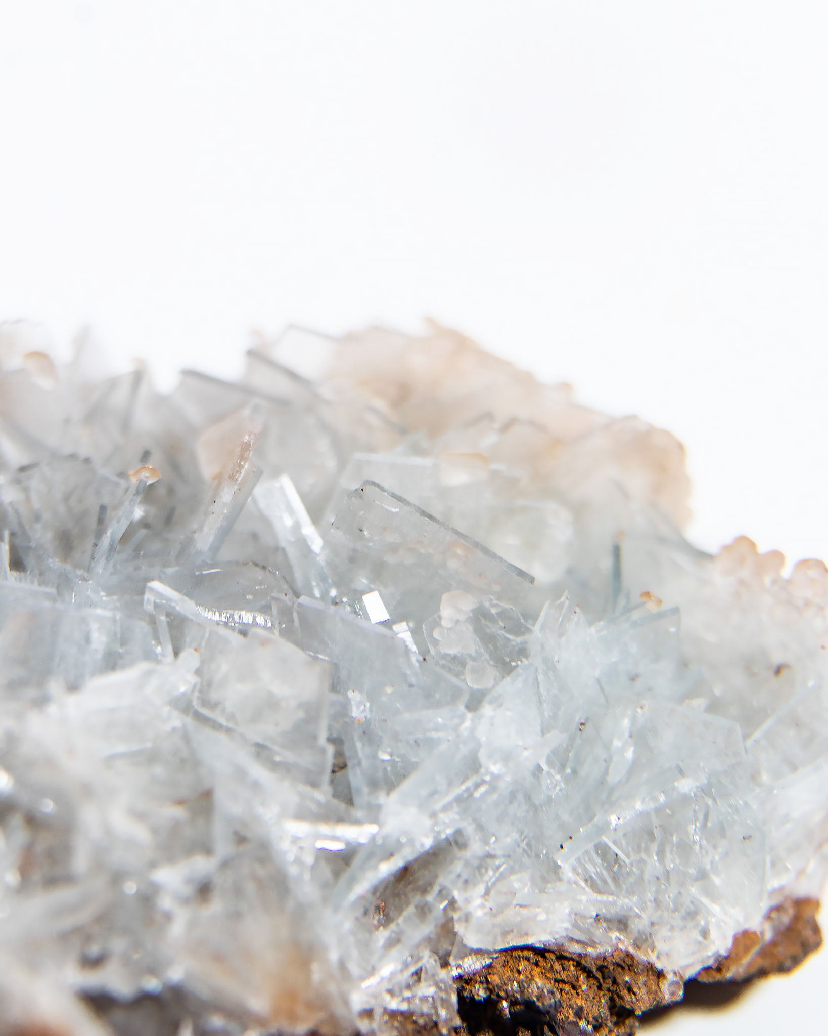 西班牙重晶石 Barite｜San Jorge 礦區灰藍棕粉共生板狀晶體標本 Spanish Barite grey-blue blush-pink tabular crystals San Jorge Mines Spain