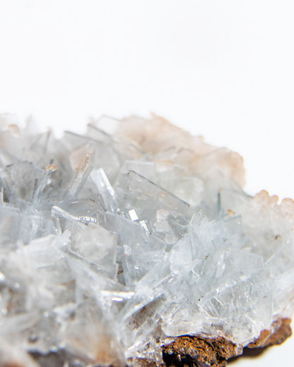 西班牙重晶石 Barite｜San Jorge 礦區灰藍棕粉共生板狀晶體標本 Spanish Barite grey-blue blush-pink tabular crystals San Jorge Mines Spain
