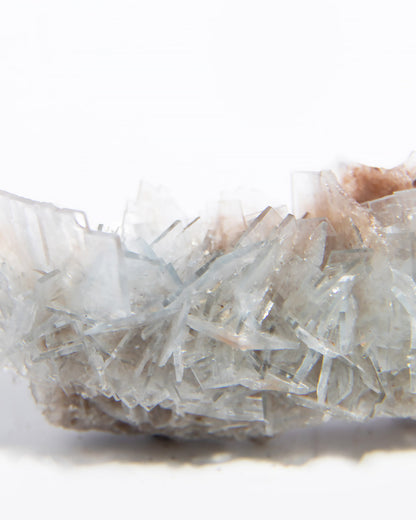 西班牙重晶石 Barite｜San Jorge 礦區灰藍棕粉共生板狀晶體標本 Spanish Barite sky-blue blush-pink tabular crystals San Jorge Mines Spain