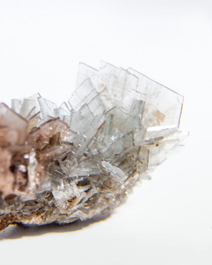 西班牙重晶石 Barite｜San Jorge 礦區灰藍棕粉共生板狀晶體標本 Spanish Barite grey-blue blush-pink tabular crystals San Jorge Mines Spain