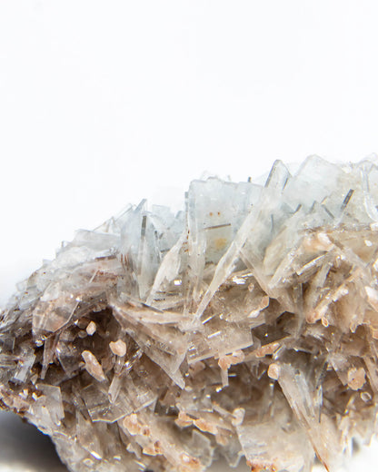 西班牙重晶石 Barite｜San Jorge 礦區天藍棕粉共生板狀晶體標本 Spanish Barite sky-blue blush-pink tabular crystals San Jorge Mines Spain