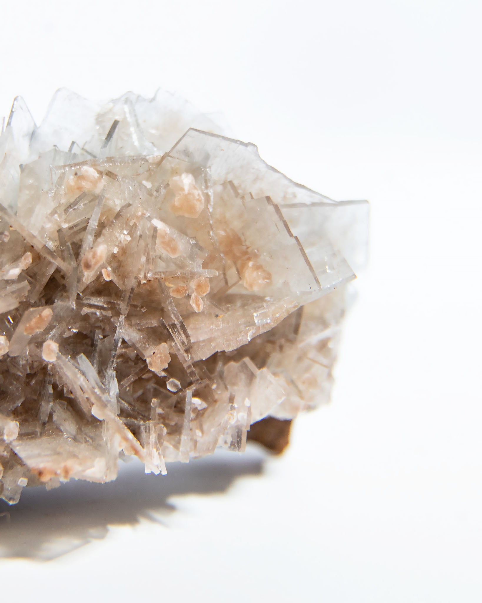 西班牙重晶石 Barite｜San Jorge 礦區灰藍棕粉共生板狀晶體標本 Spanish Barite grey-blue blush-pink tabular crystals San Jorge Mines Spain