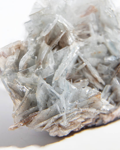 西班牙重晶石 Barite｜San Jorge 礦區灰藍棕粉共生板狀晶體標本 Spanish Barite sky-blue blush-pink tabular crystals San Jorge Mines Spain