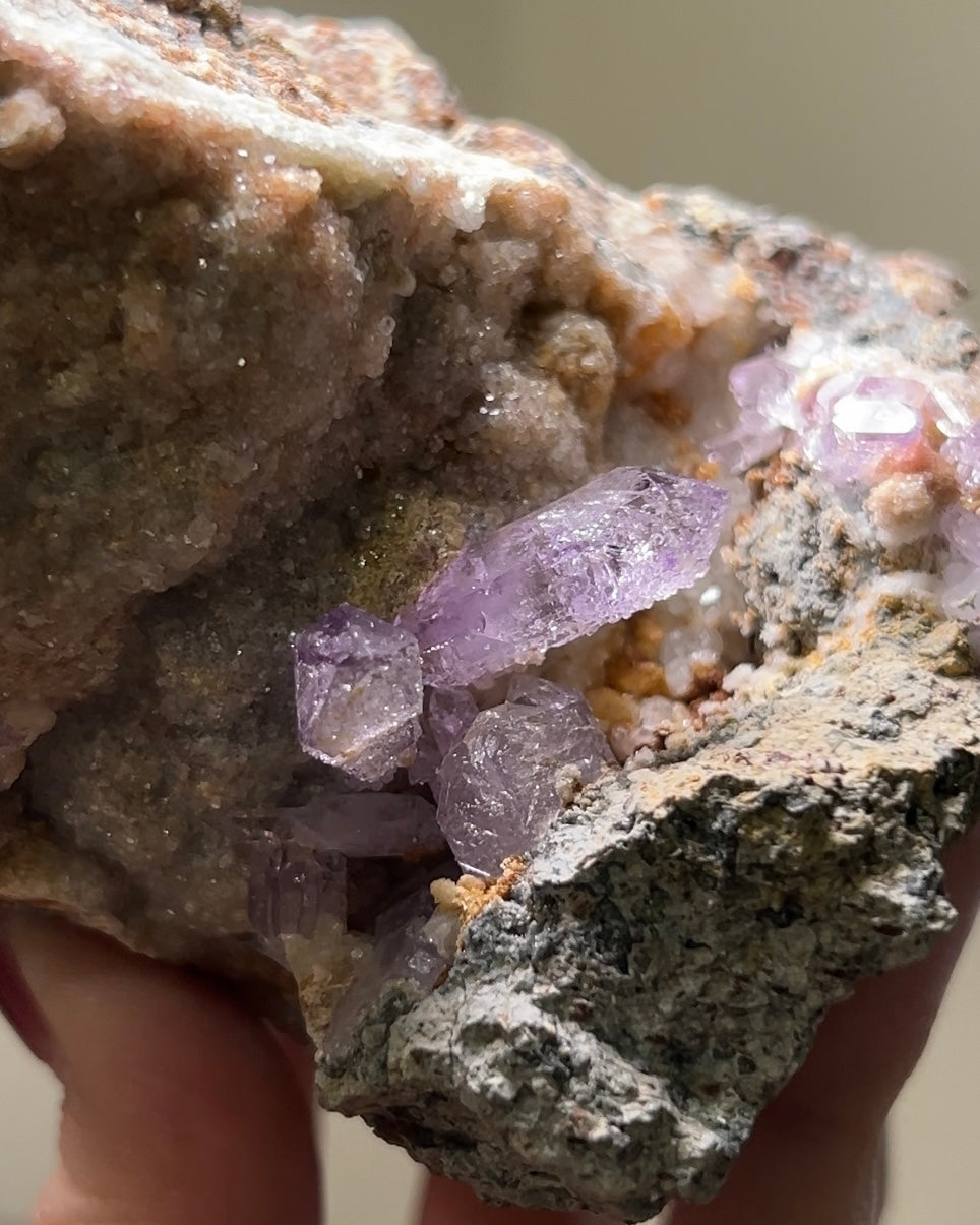 義大利已停產薩丁島紫水晶 rare classic amethyst on matrix from closed Capurru quarry in Sardinia, Italy