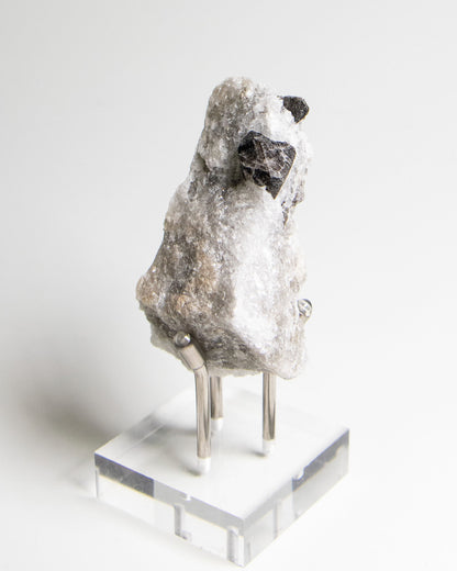 Black Quartz Crystal on Anhydrite from Italy - Rare Double-Terminated Mineral Specimen