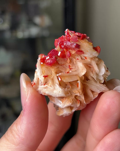 Vanadinite on Barite from Morocco
